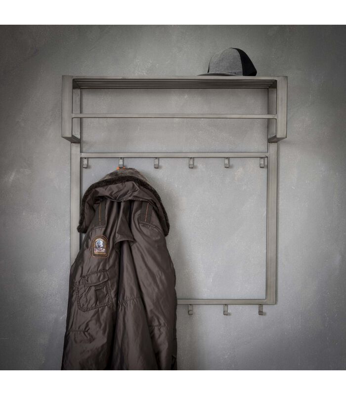 Grey Steel - Porte-manteau - acier - gris - étagère à chapeau - tringle - 12 crochets image number 2