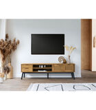 180 cm TV-meubel ALBI Massief grenen en rotan image number 3