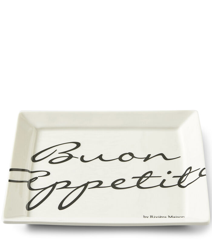 assiette à dîner carrée avec texte - Buon Appetito - Blanc - 18x18 image number 2