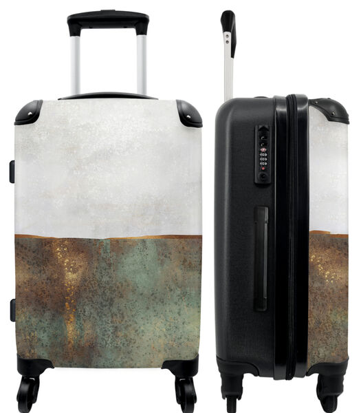 Bagage à main Valise avec 4 roues et serrure TSA (Vert - Blanc - Abstrait - Art - Or)