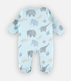 Jersey 1-delige pyjama met olifantenprint, aqua image number 1