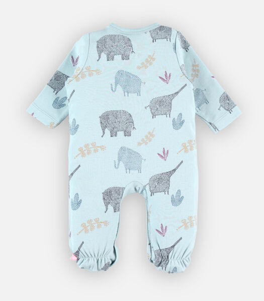 Jersey 1-delige pyjama met olifantenprint, aqua