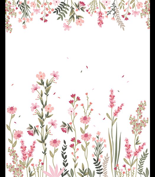 Papier peint panoramique champs de fleurs rose (gauche) Magenta, Lilipinso
