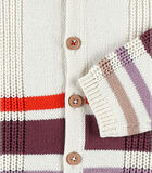 Cardigan en tricot rayé, crème/aubergine image number 3