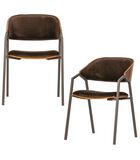 Lot de 2 chaises de table - Velours - Marron - 76x51x56 - Clan image number 0