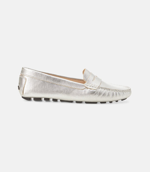 Mangará Anginco Mocassins Femme - Cuir - Penny Loafers - Argent - Taille 38