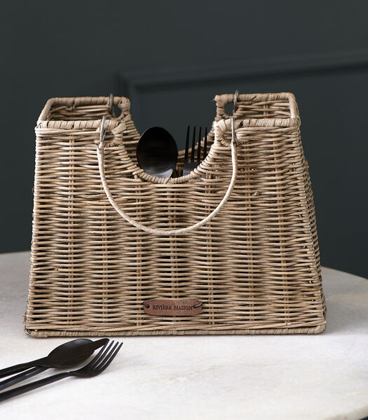 Rustic Rattan Cutlery Bag