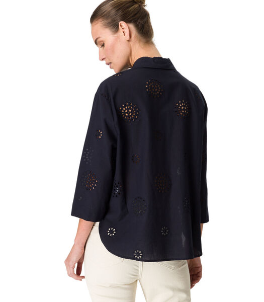 Katoenen blouse met geperforeerd patroon
