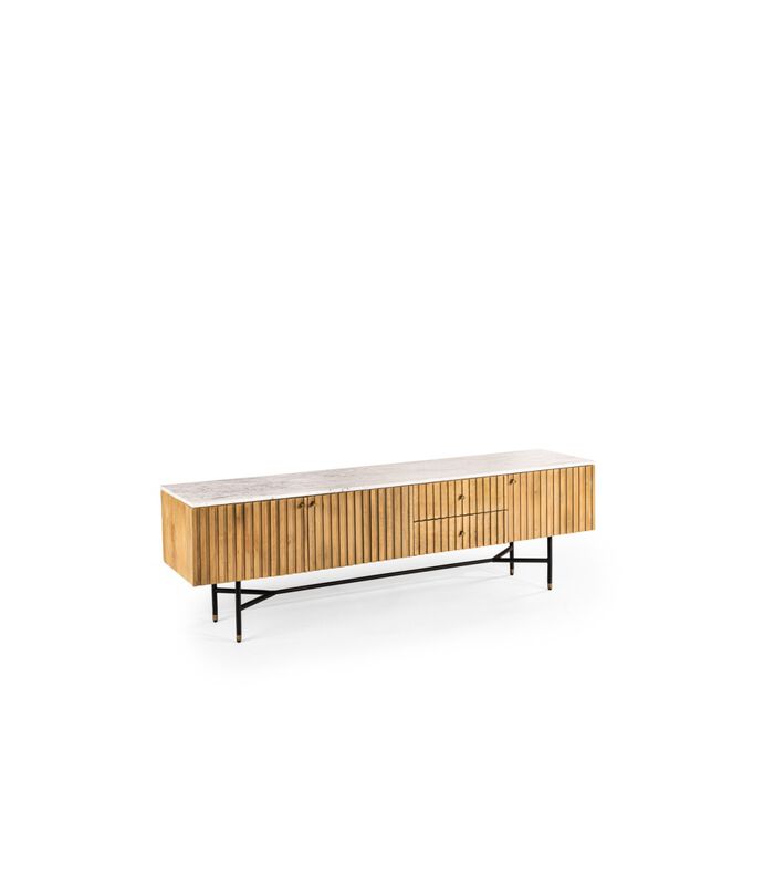 Piano - Tv-meubel - L175cm - mango - naturel - marmer blad- wit image number 0