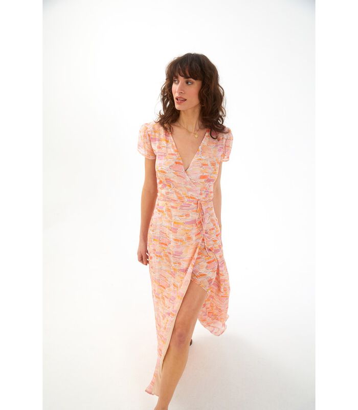 Malice jurk van 100% bedrukte zijde-viscose SALINAS image number 2