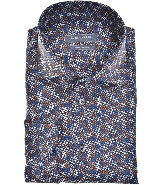 Overhemd Print Donkerblauw