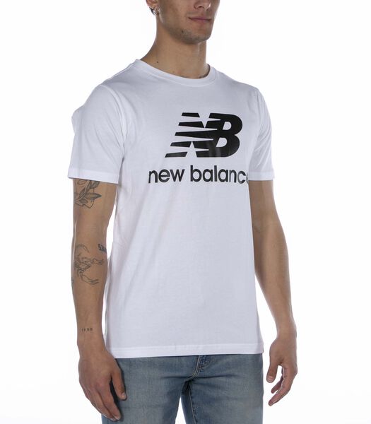 New Balance Esse Gestapt Logo Wit T-Shirt