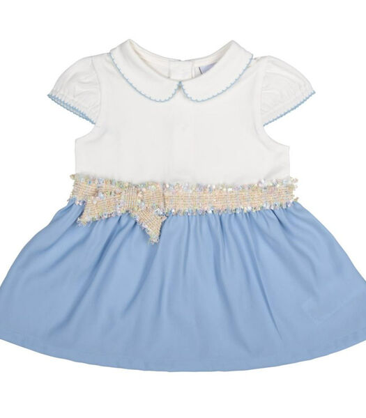 Dress Laure White-Blue