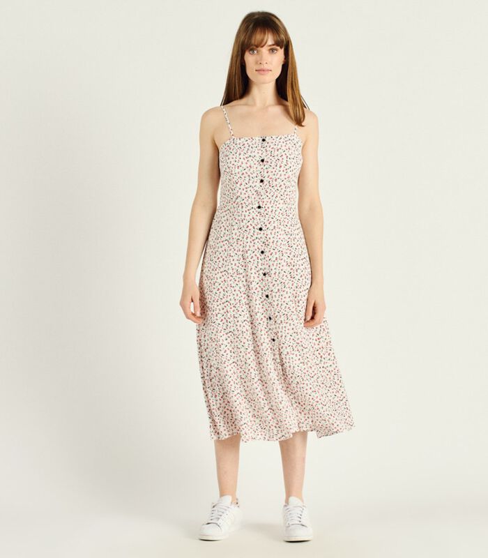 Lange jurk met bloemenprint en vierkante halslijn VEGA image number 0