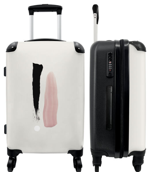 Bagage à main Valise avec 4 roues et serrure TSA (Peinture - Abstrait - Rose - Noir)