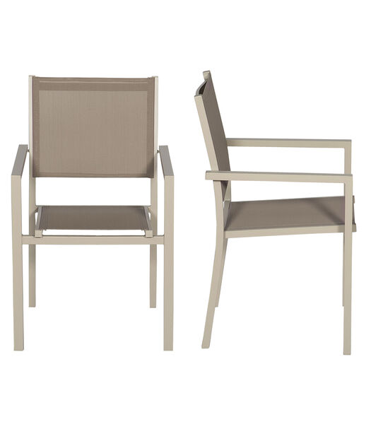 Set van 10 taupe aluminium stoelen - textilene taupe