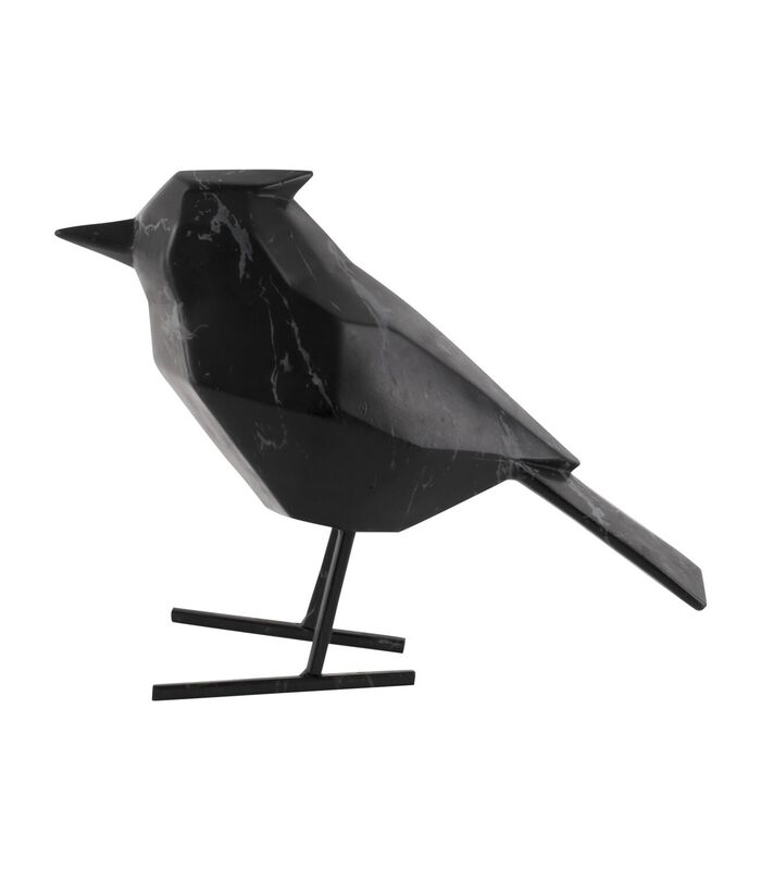 Ornament Bird - Marmerprint Zwart - 9x24x18,5cm image number 1