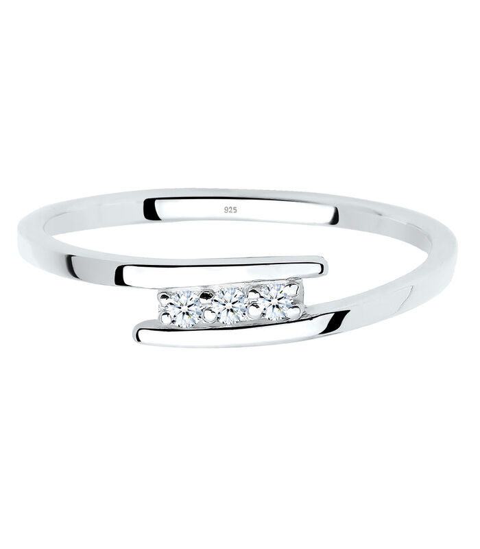 Ring Dames Klassiek Elegant Met Diamant (0,06 Ct.) In 925 Sterling Zilver image number 1