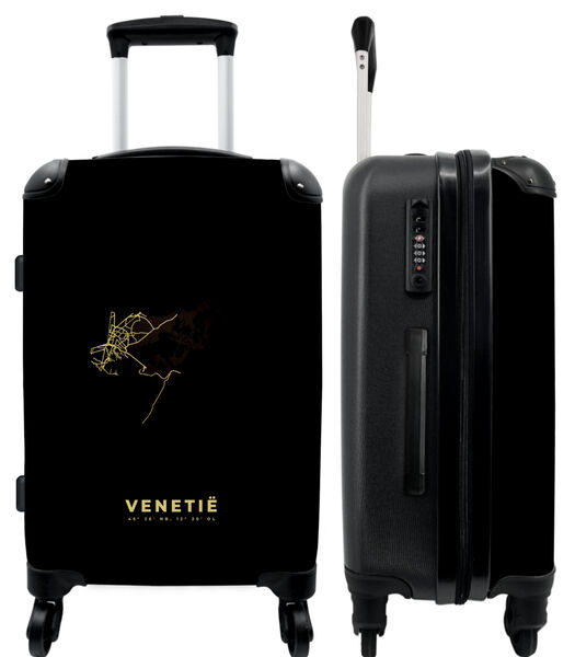 Handbagage Koffer met 4 wielen en TSA slot (Stadskaart - Kaarten - Goud - Plattegrond - Venetië)