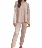 Pyjama indoor outfit broek top lange mouwen Breien image number 2