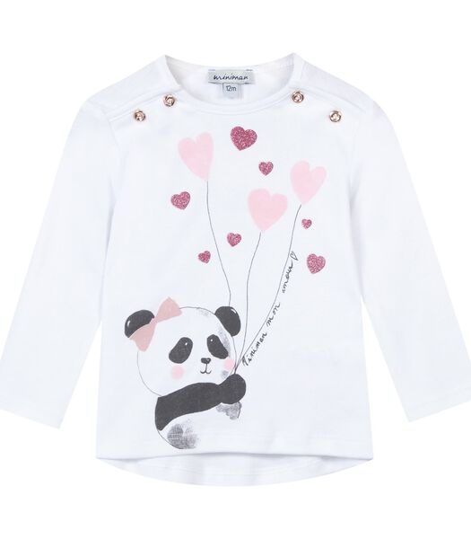 T-shirt met lange mouwen en panda motief