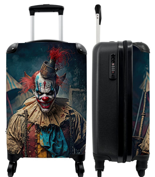 Valise spacieuse avec 4 roues et serrure TSA (Clown - Horreur - Vêtements - Portrait)