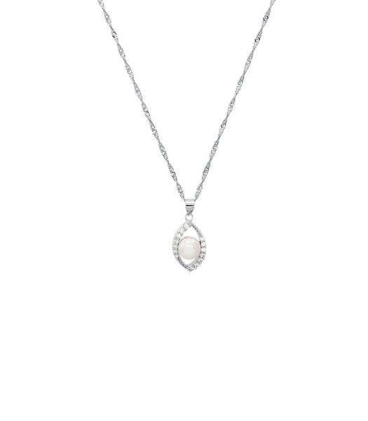 Chaîne avec pendentif pour femme, argent 925 Sterling, zirconium synth., perle de culture d'eau douce