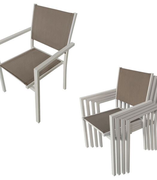 CAGLIARI taupe textilene tuinset 8 zitplaatsen - taupe aluminium