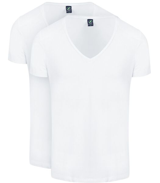 Suitable Vibamboru T-Shirt Diepe V-Hals Wit 2-Pack