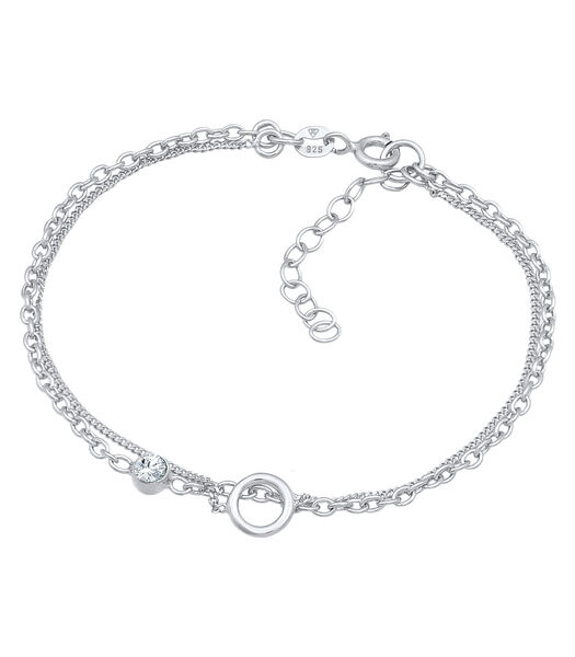 Bracelet Femmes Solitaire Cercle Layer Avec Cristal De Verre En Argent Sterling 925