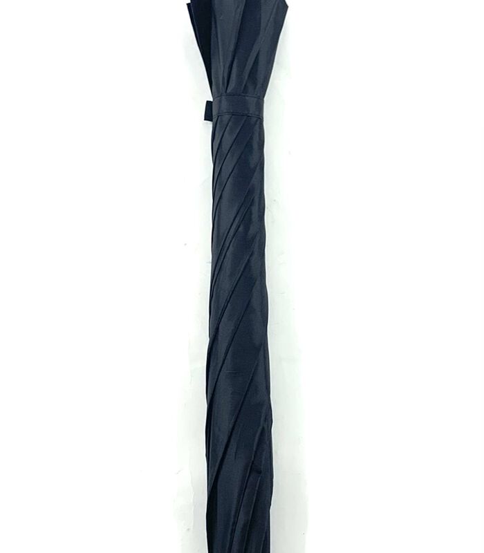 Golfparaplu effen zwart met ronde houten handvat image number 1