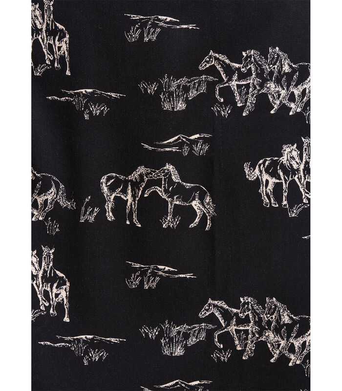 Lange overslagjurk met figuratieve paardenprint image number 4