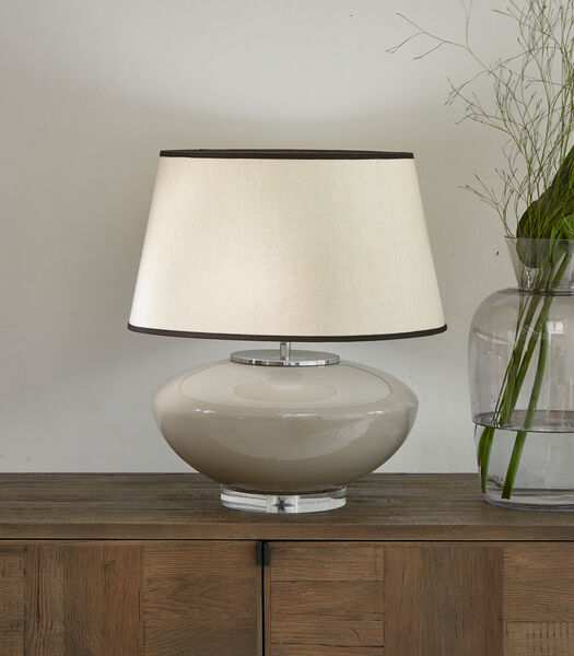 lampe de table verre, base ovale, modèle bas - Bauble - Beige