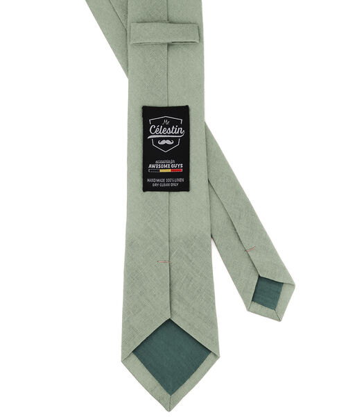 Cravate en lin vert amande - MEADOW - Fabriquée à la main