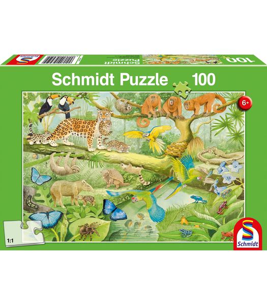 puzzel Dieren in de Jungle - 100 stukjes - 6+