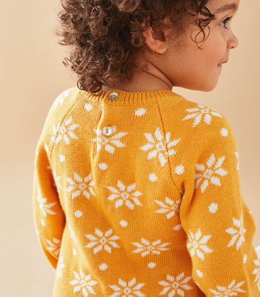 Robe tricot flocons, jaune/écru
