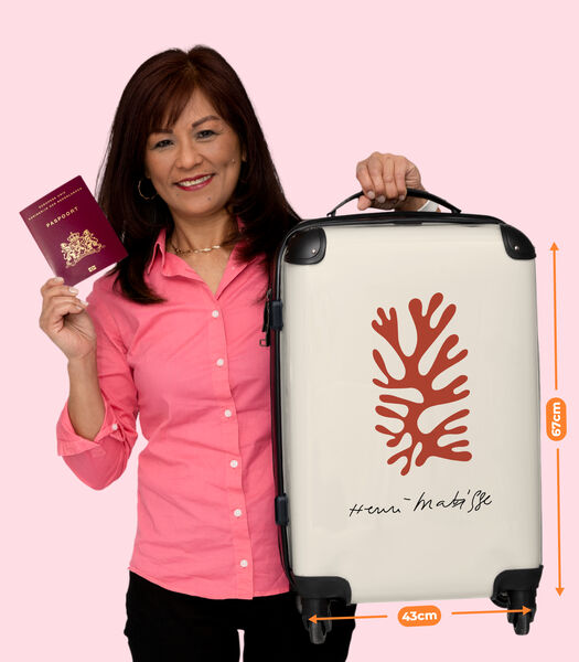 Bagage à main Valise avec 4 roues et serrure TSA (Art - Coral - Matisse - Rouge - Abstrait)