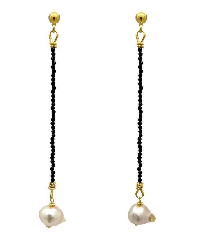 Boucles d'Oreilles Longues Perles Baroques Onyx Noir image number 0