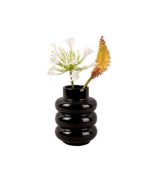 Vase déco Bobbly Glazed - Noir - Ø15x19,5cm