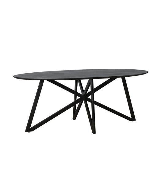 Nordic - Table de salle à manger - acacia - noir - ovale - L 200cm - pieds web - acier laqué