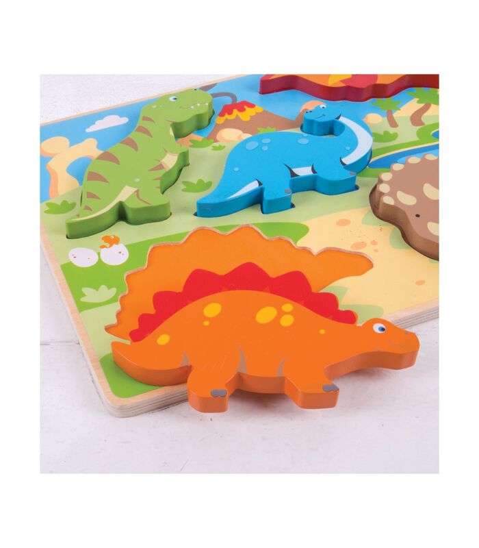 Bigjigs houten vormenpuzzel Dinosaurussen - 5 stukjes image number 1