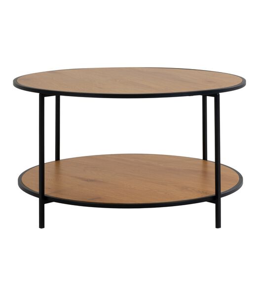 Scanditable - Table basse - ronde - panneau de particules - aspect chêne - châssis acier - noir