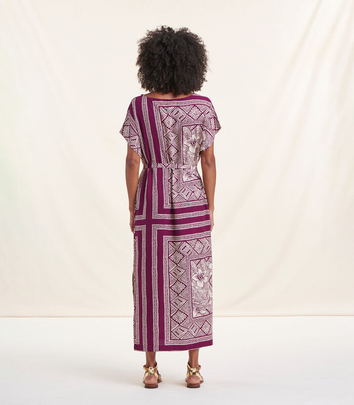 Robe longue fluide violette imprimé foulard image number 2
