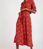 TROPHEO AMADEA lange rode jurk met bloemenprint image number 2