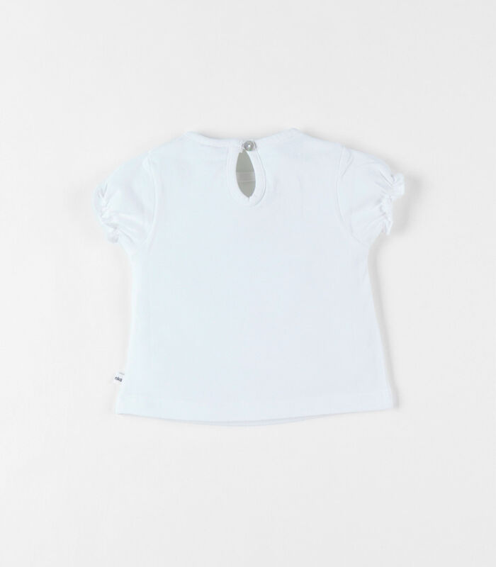 T-shirt met korte mouwen en hartprint, ecru image number 1