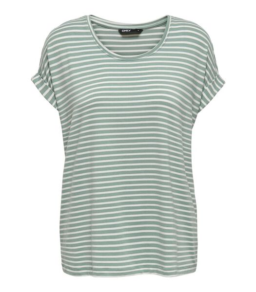 Dames-T-shirt Moster stripe col rond