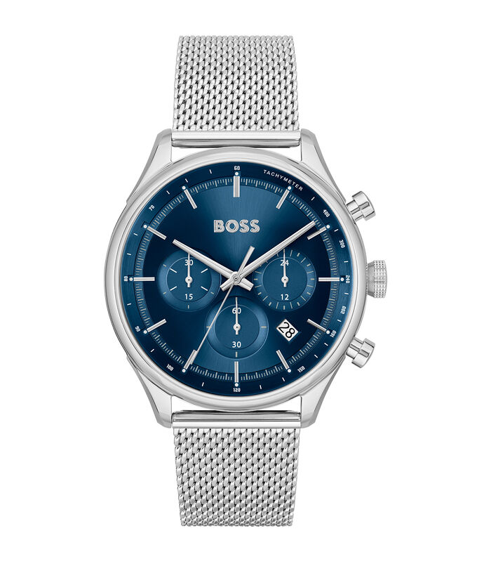 BOSS analogique bleu sur bracelet milanais 1514052 image number 0