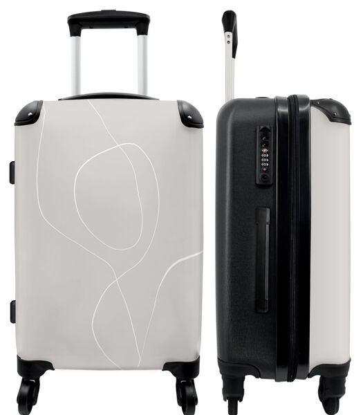 Handbagage Koffer met 4 wielen en TSA slot (Grijs - Wit - Abstract - Kunst)
