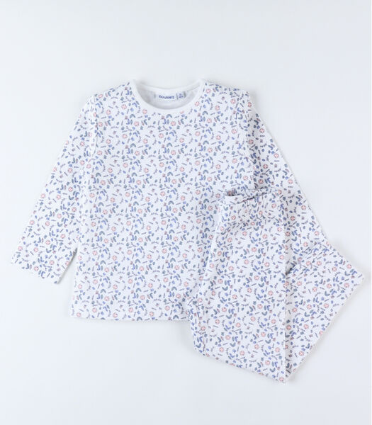 Jersey 2-delige pyjama met bloemenprint, ecru