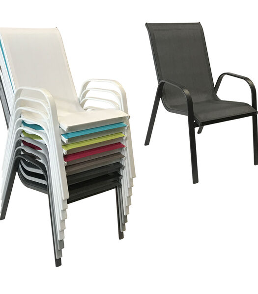 Lot de 8 chaises MARBELLA en textilène gris - aluminium gris anthracite
